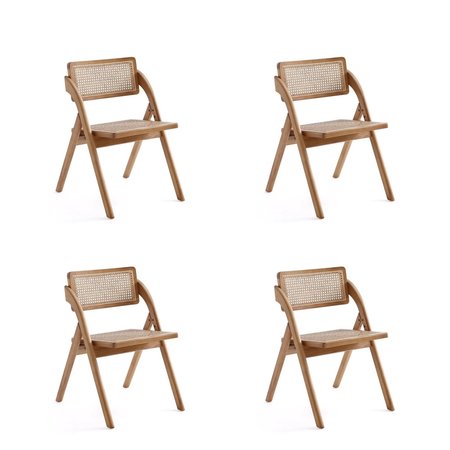 MANHATTAN COMFORT Lambinet Folding Dining Chair in Nature Cane- Set of 4 2-DCCA07-NA
